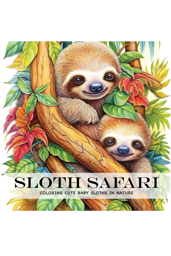 Book Cover: Sloth Safari: Coloring Cute Baby Sloths in Nature